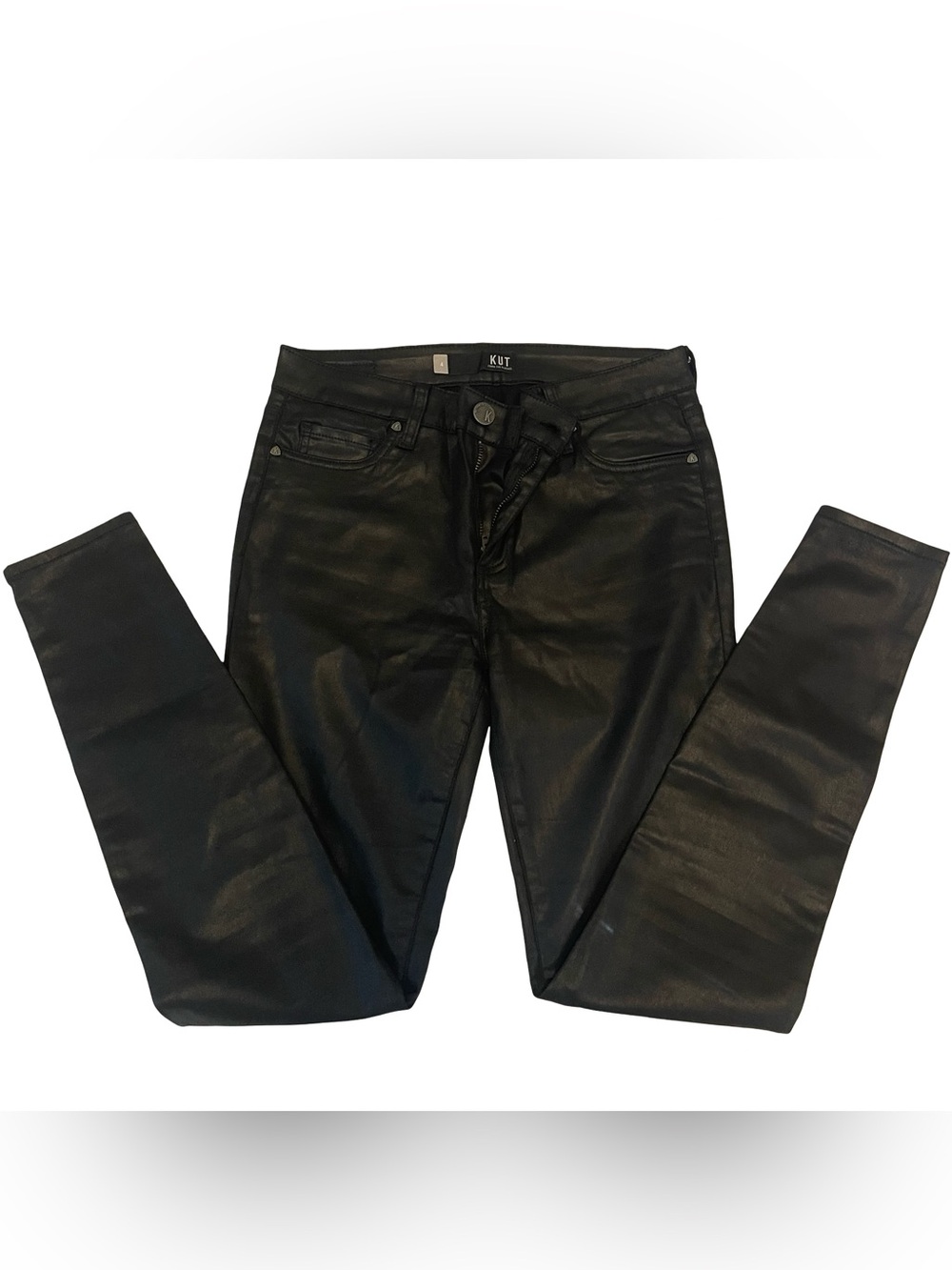 Kut from the Kloth Black Coated Skinny Jeans - Sleek Stretch